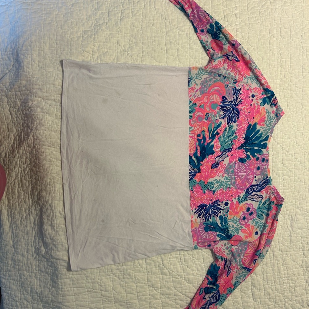 Lilly Pulitzer Pink and White Floral Long Sleeve Tee